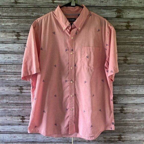 Chaps Other - Chaps Men's Easy Care‎ Lobster Print Short-Sleeved Button-Down Shirt Size XL